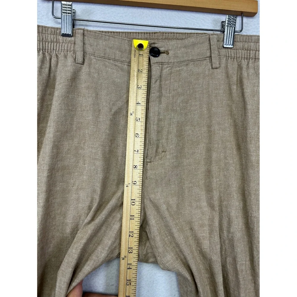 Coastal Old Money Banana Republic Mens 36x30 Tan Linen Blend Slim Tapered Pants
